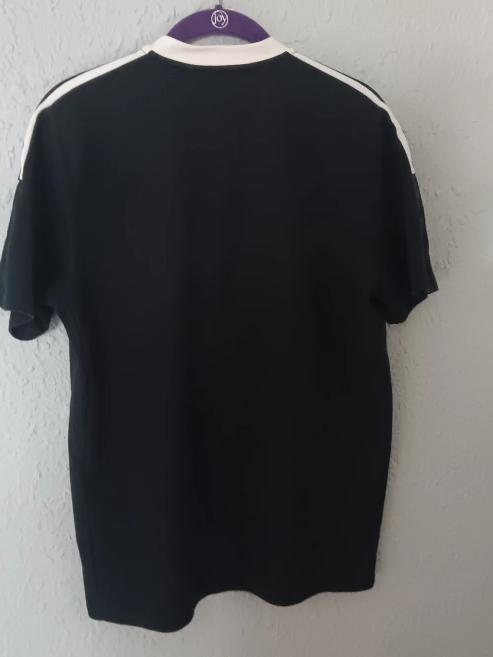 adidas Men’s Black Polo with White Logos and Shoulder Stripes